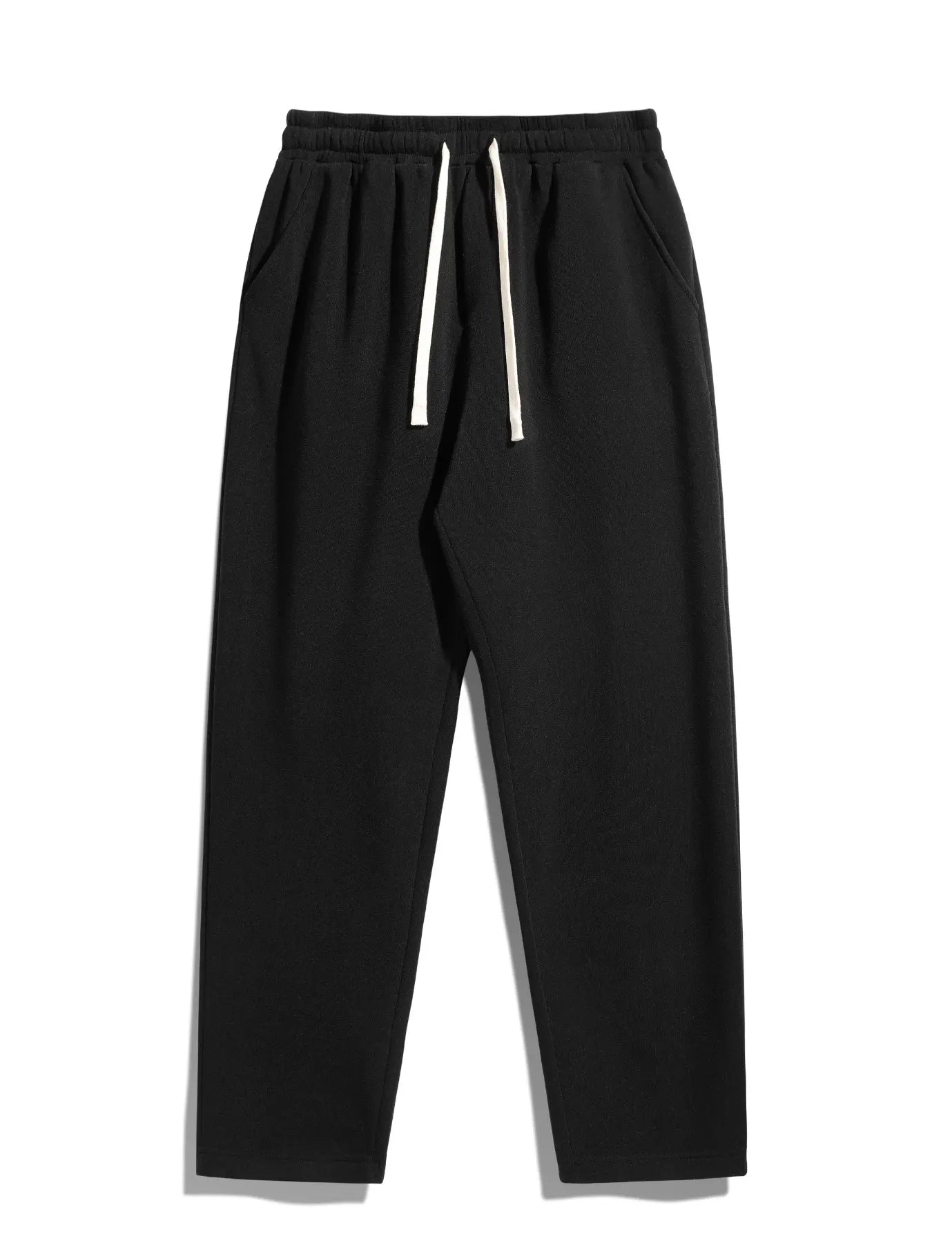 Men'S Solid Thermal Lined Pants with Drawstring Waist, Comfy Cozy Regular Fit Straight Leg Trousers for Fall & Winter, Men'S Bottoms for Daily Wear Thermal Menswear