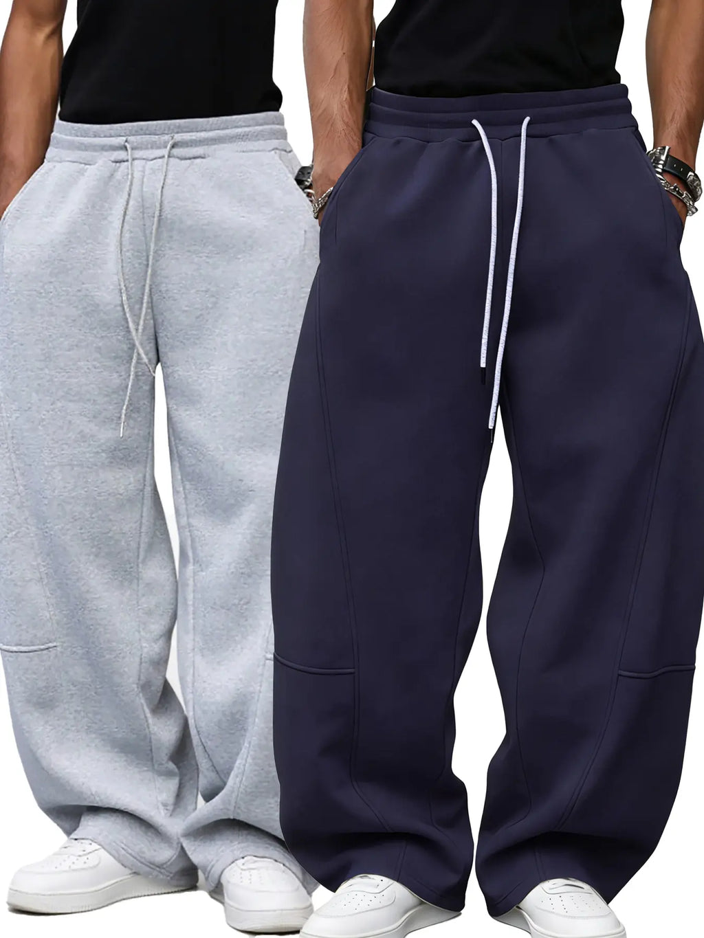 Men'S Baggy Sweatpants, Loose Fit Casual Drawstring Elastic Waist, Wide Leg Joggers Trousers with Pockets, Comfortable Daily Wear, Sports Bottoms, Drawstring Waist Athleisure, Soft Comfy Sweatpants, Athleisure Style Bottoms