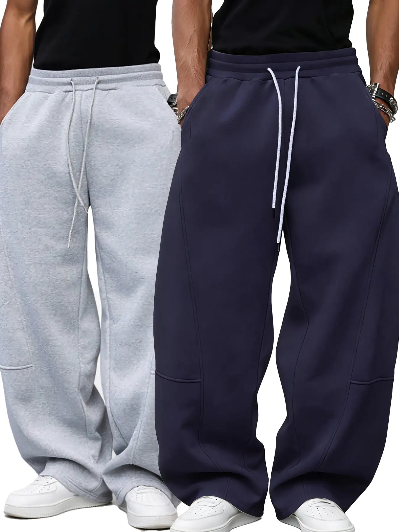 Men'S Baggy Sweatpants, Loose Fit Casual Drawstring Elastic Waist, Wide Leg Joggers Trousers with Pockets, Comfortable Daily Wear, Sports Bottoms, Drawstring Waist Athleisure, Soft Comfy Sweatpants, Athleisure Style Bottoms