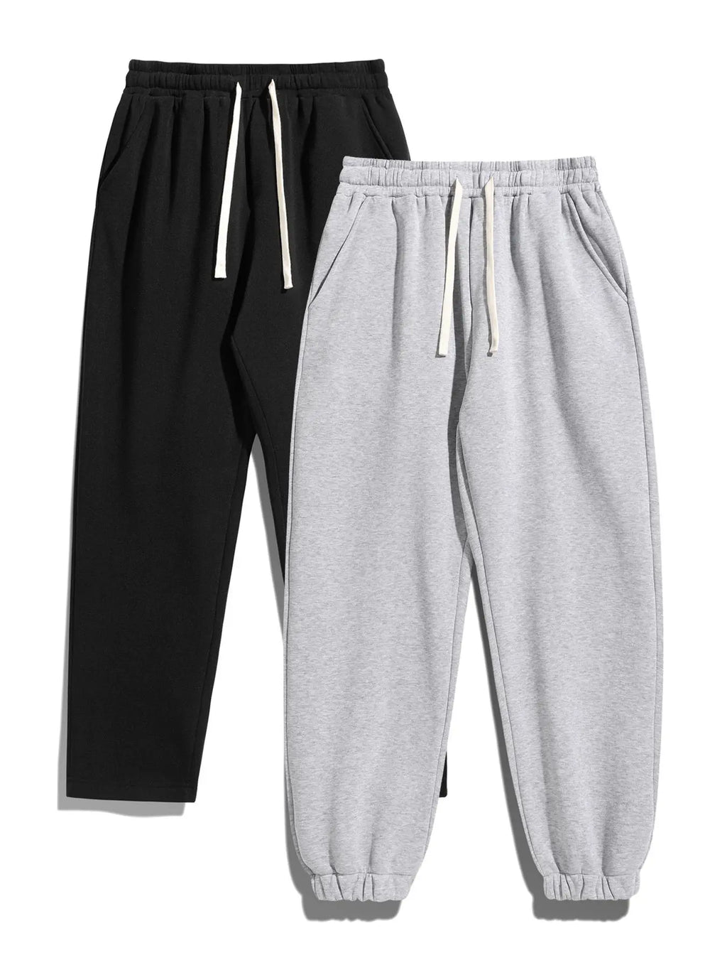 Men'S Solid Thermal Lined Pants with Drawstring Waist, Comfy Cozy Regular Fit Straight Leg Trousers for Fall & Winter, Men'S Bottoms for Daily Wear Thermal Menswear