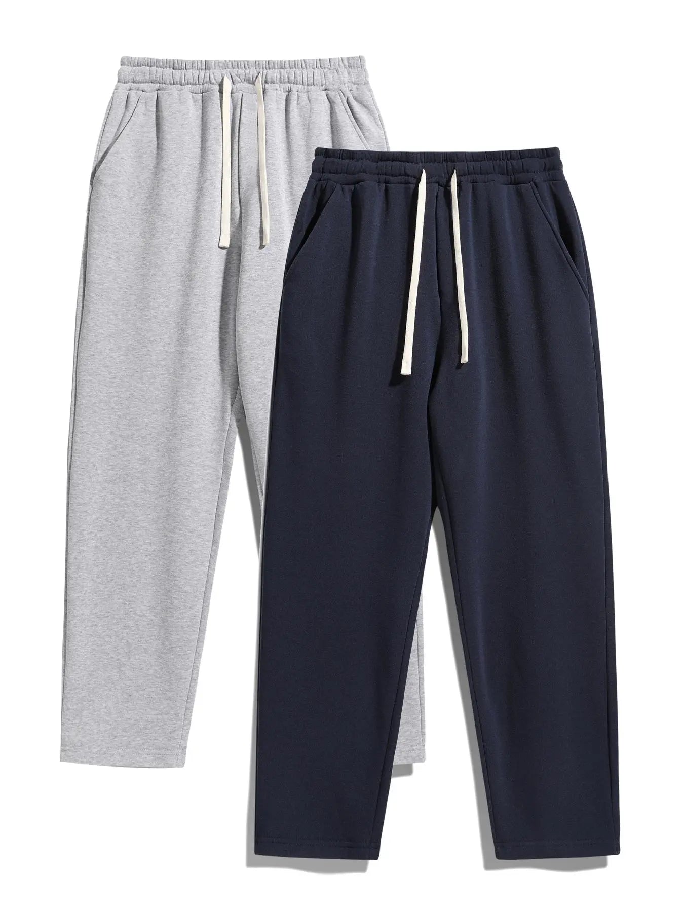 Men'S Solid Thermal Lined Pants with Drawstring Waist, Comfy Cozy Regular Fit Straight Leg Trousers for Fall & Winter, Men'S Bottoms for Daily Wear Thermal Menswear