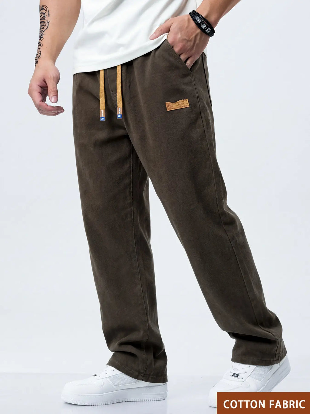 Men'S Drawstring Elastic Waist Jeans, Washed Vintage Light Wash Straight Leg Plain Denim Jeans, Comfortable Fitted Style, Casual Daily Wear Pants