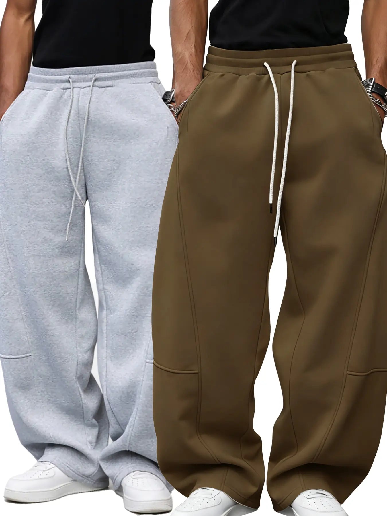 Men'S Baggy Sweatpants, Loose Fit Casual Drawstring Elastic Waist, Wide Leg Joggers Trousers with Pockets, Comfortable Daily Wear, Sports Bottoms, Drawstring Waist Athleisure, Soft Comfy Sweatpants, Athleisure Style Bottoms