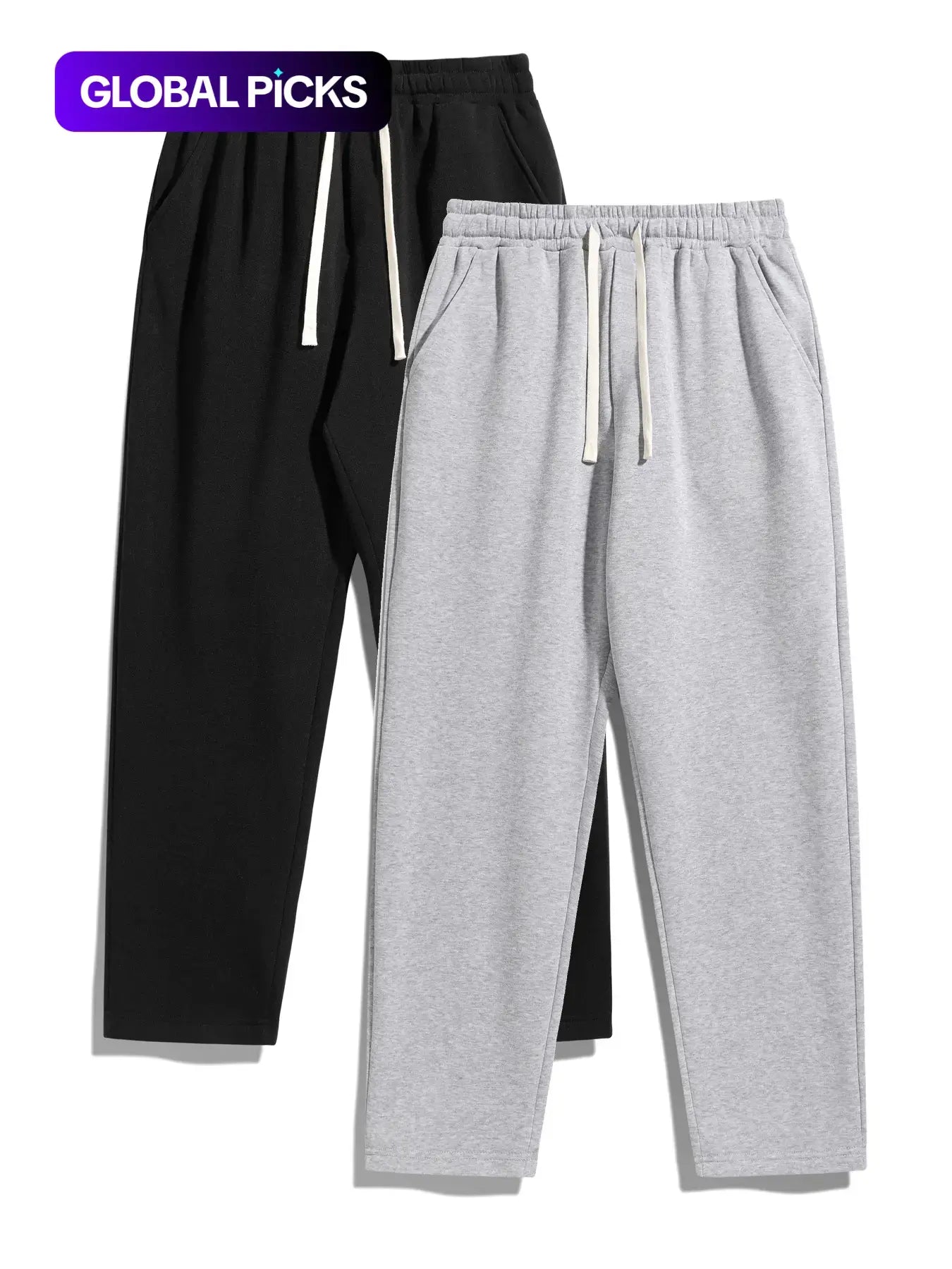 Men'S Solid Thermal Lined Pants with Drawstring Waist, Comfy Cozy Regular Fit Straight Leg Trousers for Fall & Winter, Men'S Bottoms for Daily Wear Thermal Menswear
