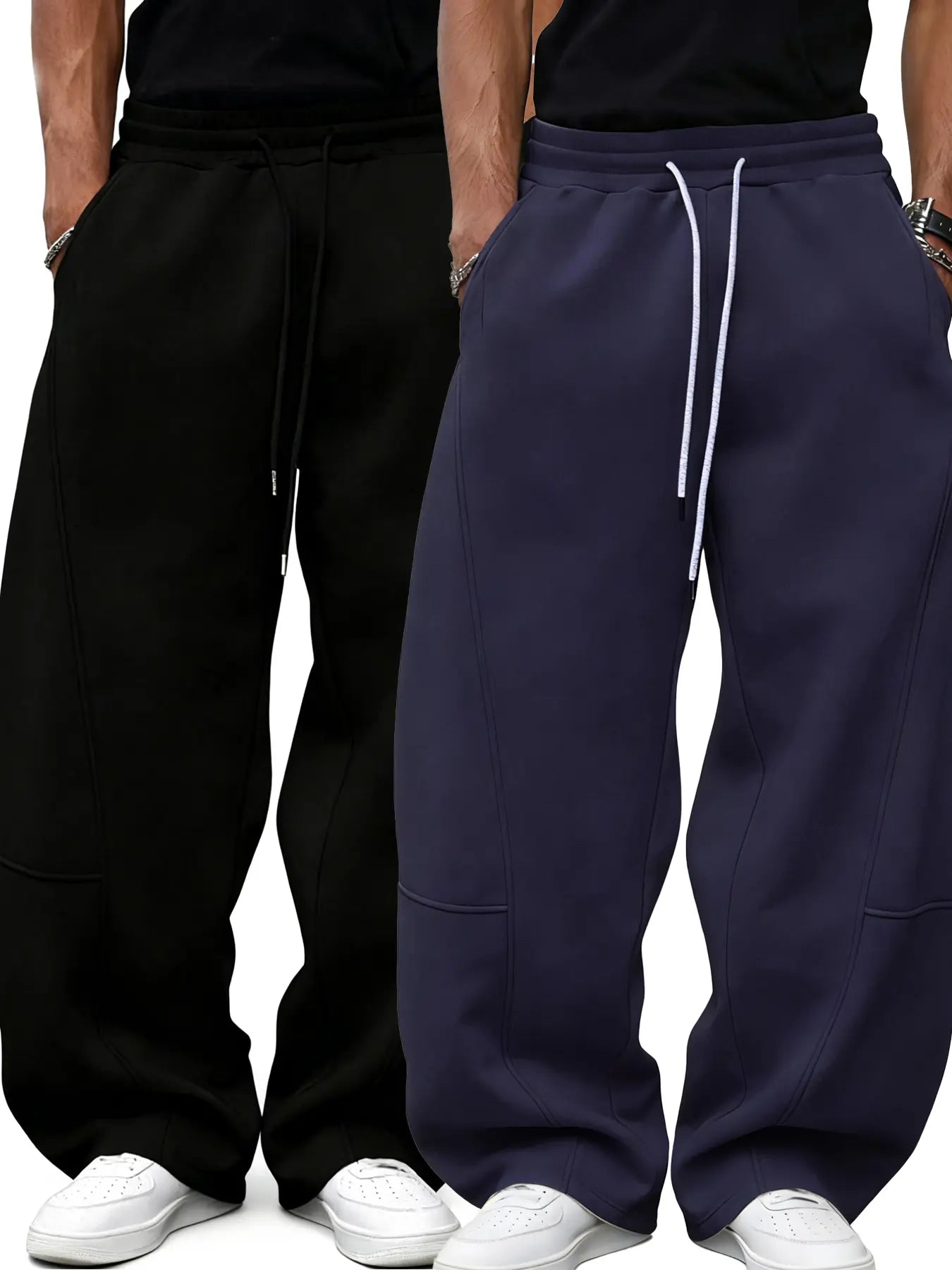 Men'S Baggy Sweatpants, Loose Fit Casual Drawstring Elastic Waist, Wide Leg Joggers Trousers with Pockets, Comfortable Daily Wear, Sports Bottoms, Drawstring Waist Athleisure, Soft Comfy Sweatpants, Athleisure Style Bottoms