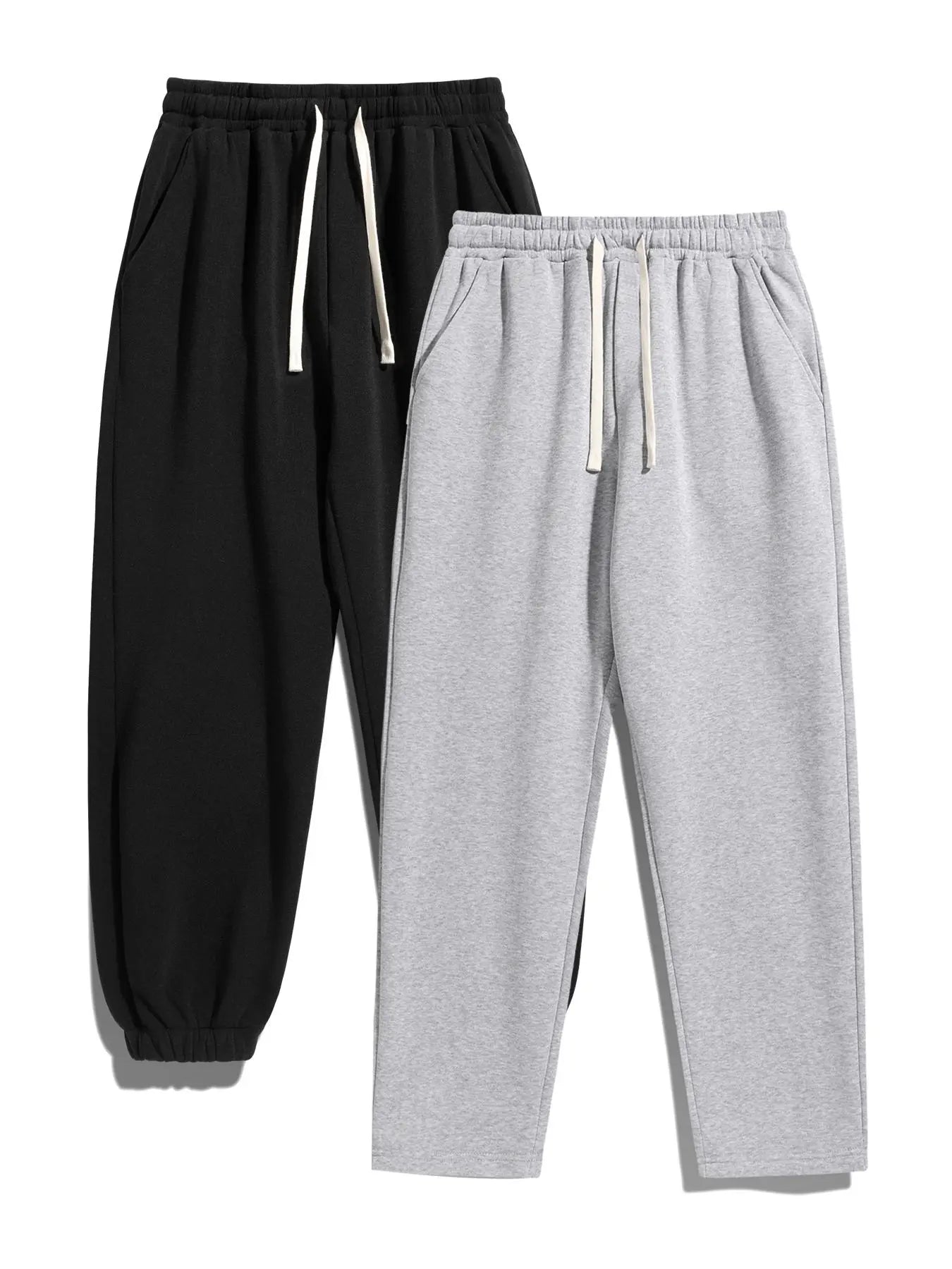 Men'S Solid Thermal Lined Pants with Drawstring Waist, Comfy Cozy Regular Fit Straight Leg Trousers for Fall & Winter, Men'S Bottoms for Daily Wear Thermal Menswear