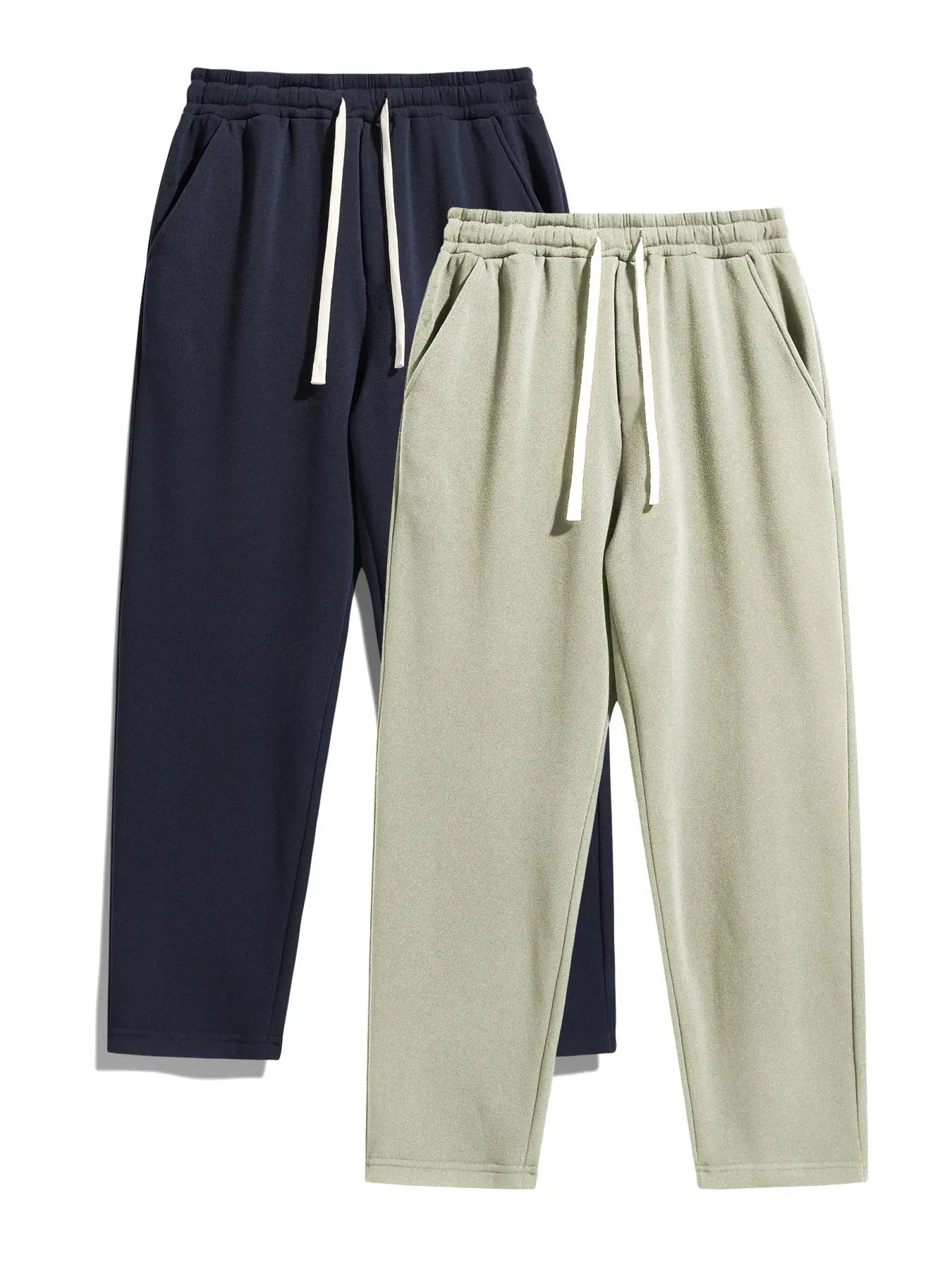 Men'S Solid Thermal Lined Pants with Drawstring Waist, Comfy Cozy Regular Fit Straight Leg Trousers for Fall & Winter, Men'S Bottoms for Daily Wear Thermal Menswear