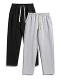 Men'S Solid Thermal Lined Pants with Drawstring Waist, Comfy Cozy Regular Fit Straight Leg Trousers for Fall & Winter, Men'S Bottoms for Daily Wear Thermal Menswear