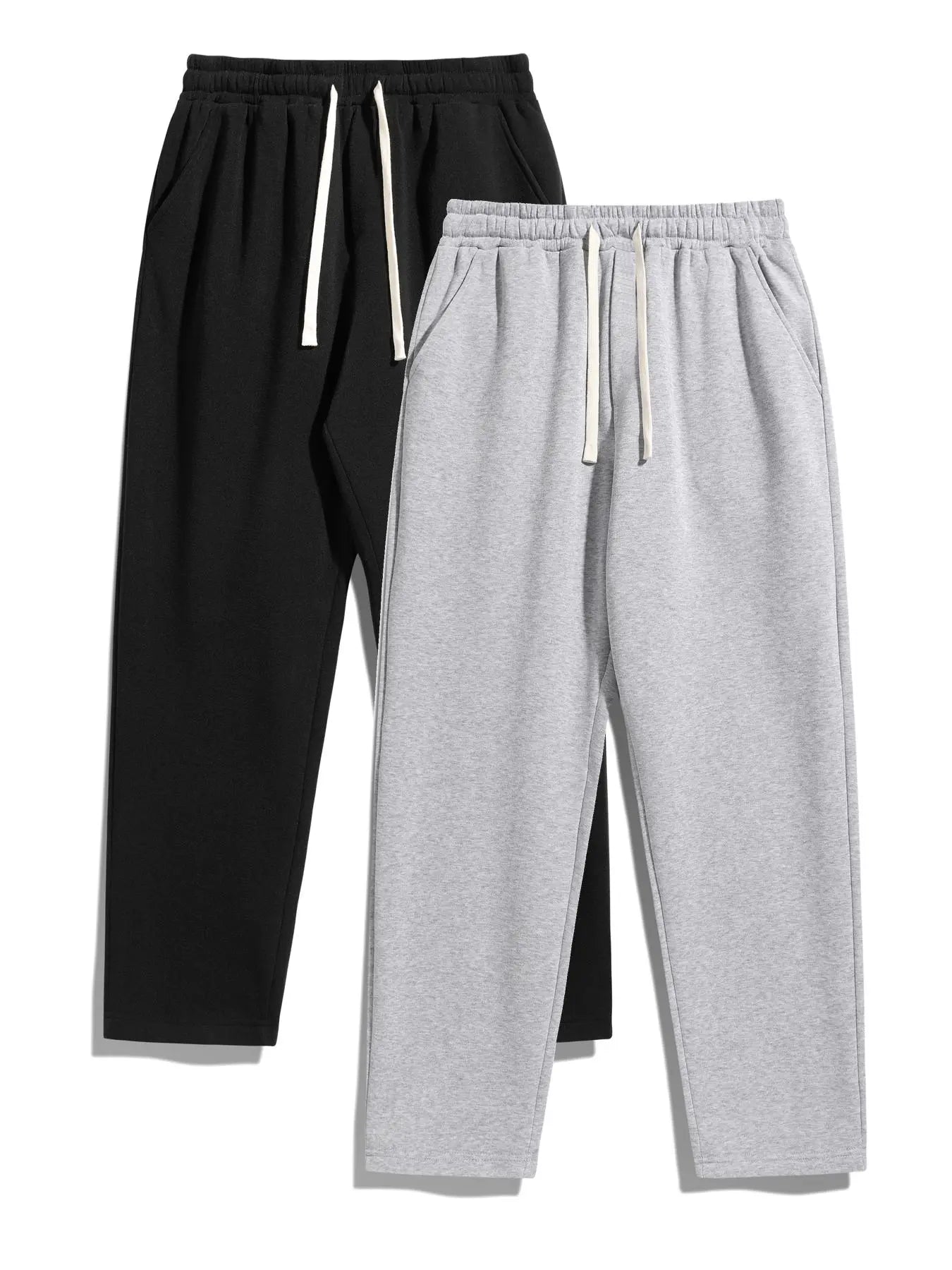 Men'S Solid Thermal Lined Pants with Drawstring Waist, Comfy Cozy Regular Fit Straight Leg Trousers for Fall & Winter, Men'S Bottoms for Daily Wear Thermal Menswear
