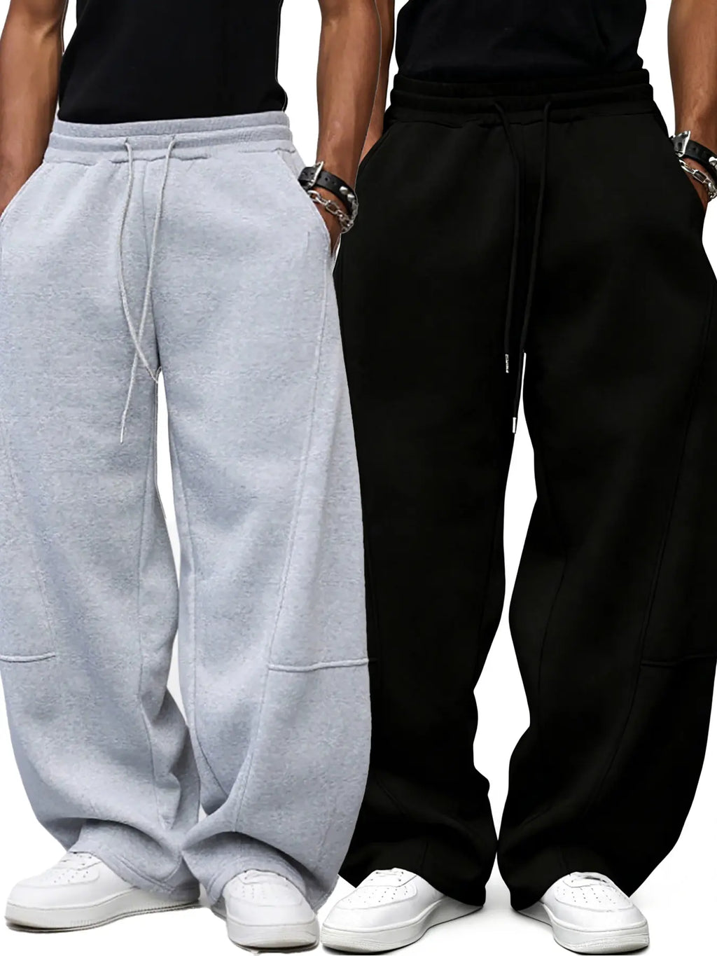 Men'S Baggy Sweatpants, Loose Fit Casual Drawstring Elastic Waist, Wide Leg Joggers Trousers with Pockets, Comfortable Daily Wear, Sports Bottoms, Drawstring Waist Athleisure, Soft Comfy Sweatpants, Athleisure Style Bottoms
