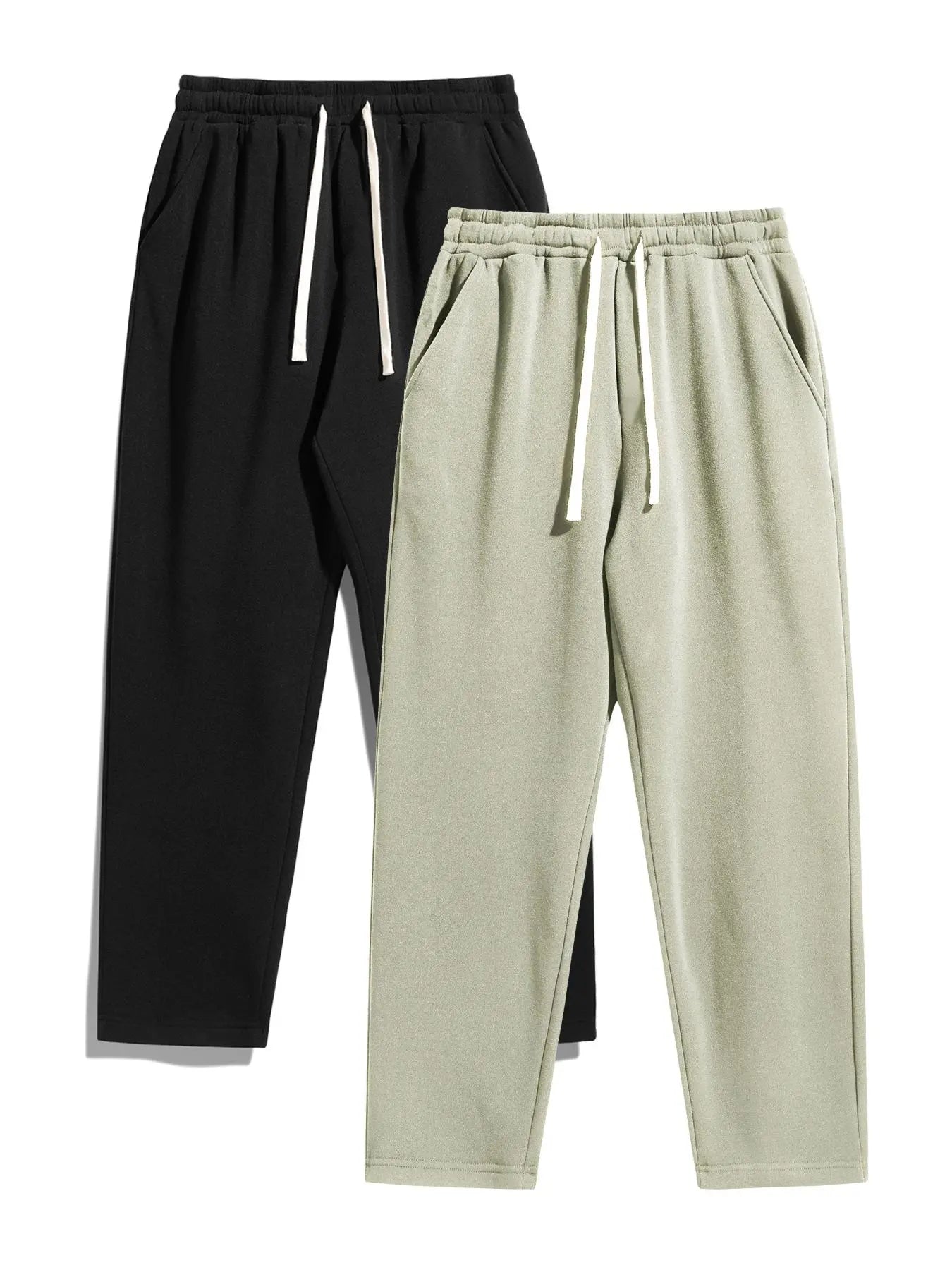 Men'S Solid Thermal Lined Pants with Drawstring Waist, Comfy Cozy Regular Fit Straight Leg Trousers for Fall & Winter, Men'S Bottoms for Daily Wear Thermal Menswear