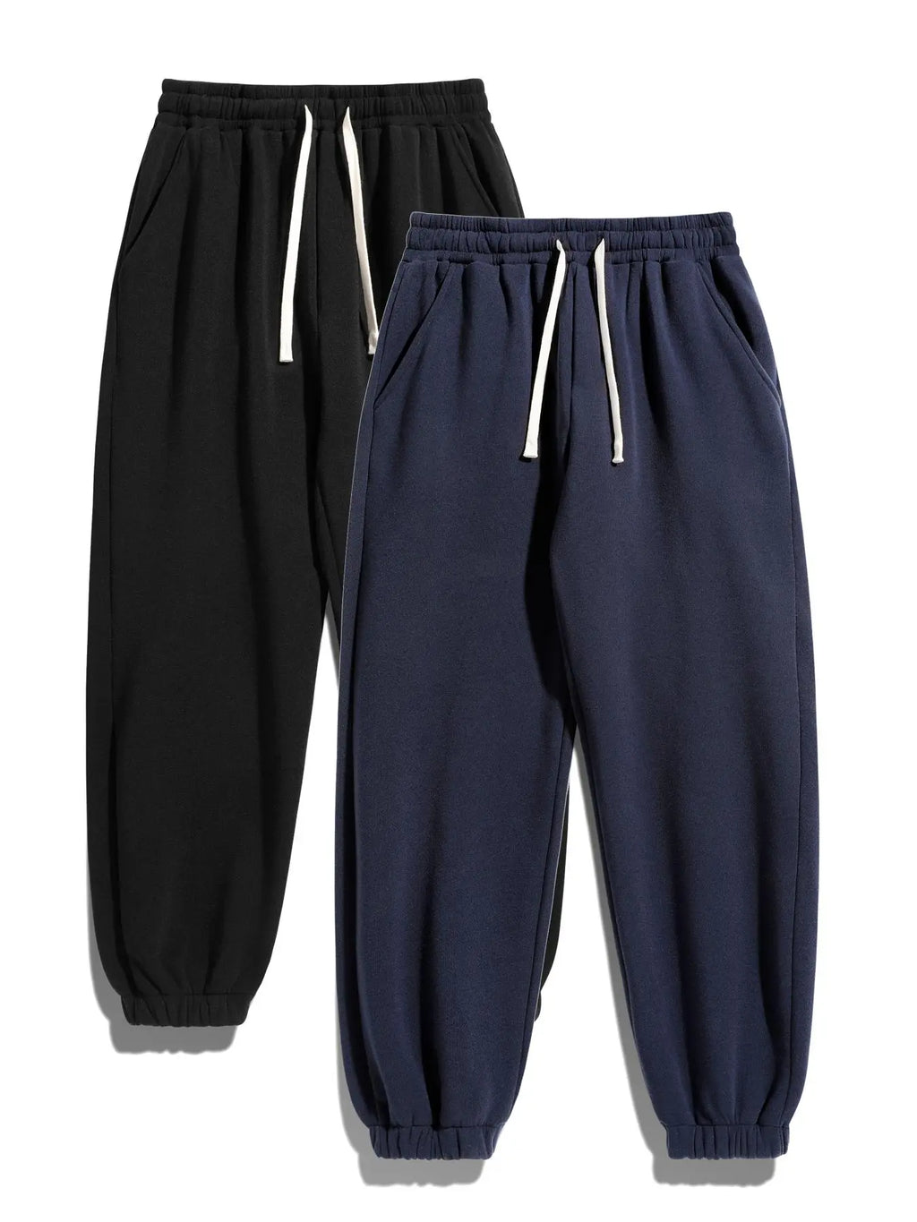 Men'S Solid Thermal Lined Pants with Drawstring Waist, Comfy Cozy Regular Fit Straight Leg Trousers for Fall & Winter, Men'S Bottoms for Daily Wear Thermal Menswear