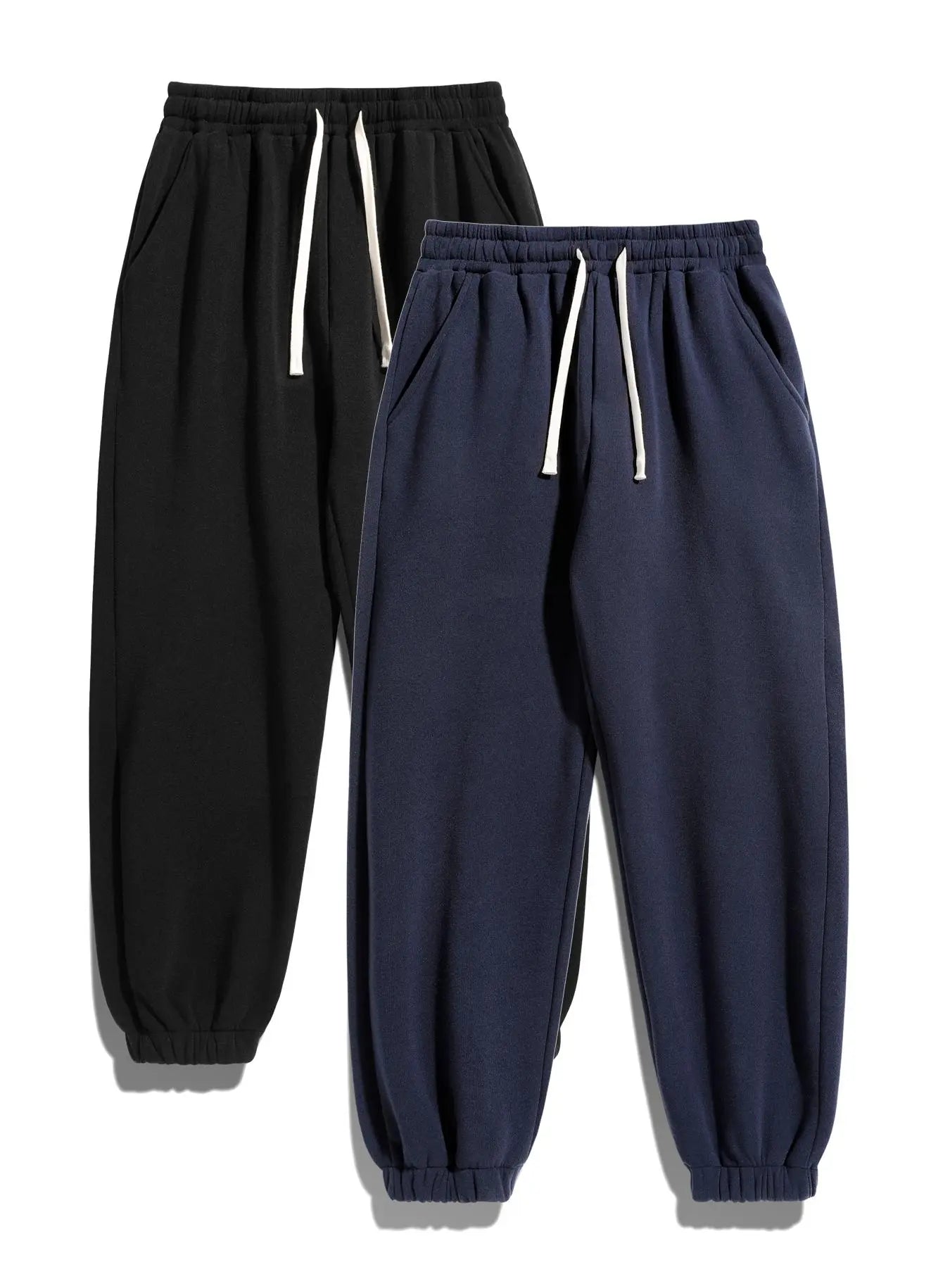 Men'S Solid Thermal Lined Pants with Drawstring Waist, Comfy Cozy Regular Fit Straight Leg Trousers for Fall & Winter, Men'S Bottoms for Daily Wear Thermal Menswear