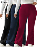 Plus Size Solid High-Waisted Flare-Leg Soft Leggings, Casual Comfy High Stretch Trousers for Daily Wear, Women'S Bottoms for Summer, Athleisure Style Bottoms