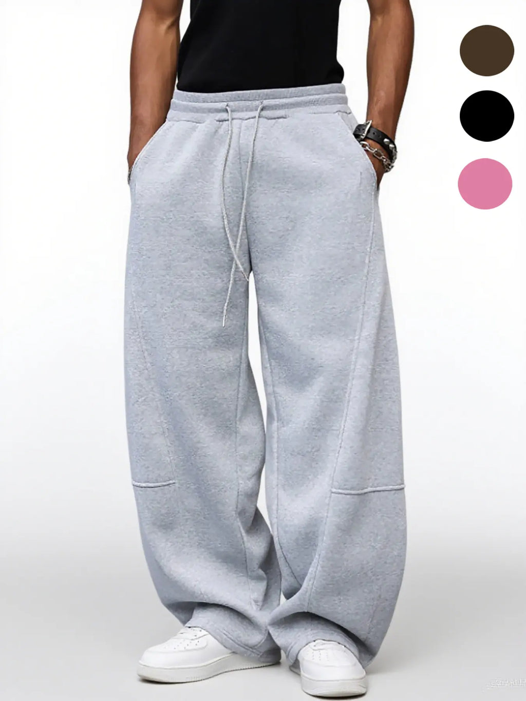 Men'S Baggy Sweatpants, Loose Fit Casual Drawstring Elastic Waist, Wide Leg Joggers Trousers with Pockets, Comfortable Daily Wear, Sports Bottoms, Drawstring Waist Athleisure, Soft Comfy Sweatpants, Athleisure Style Bottoms