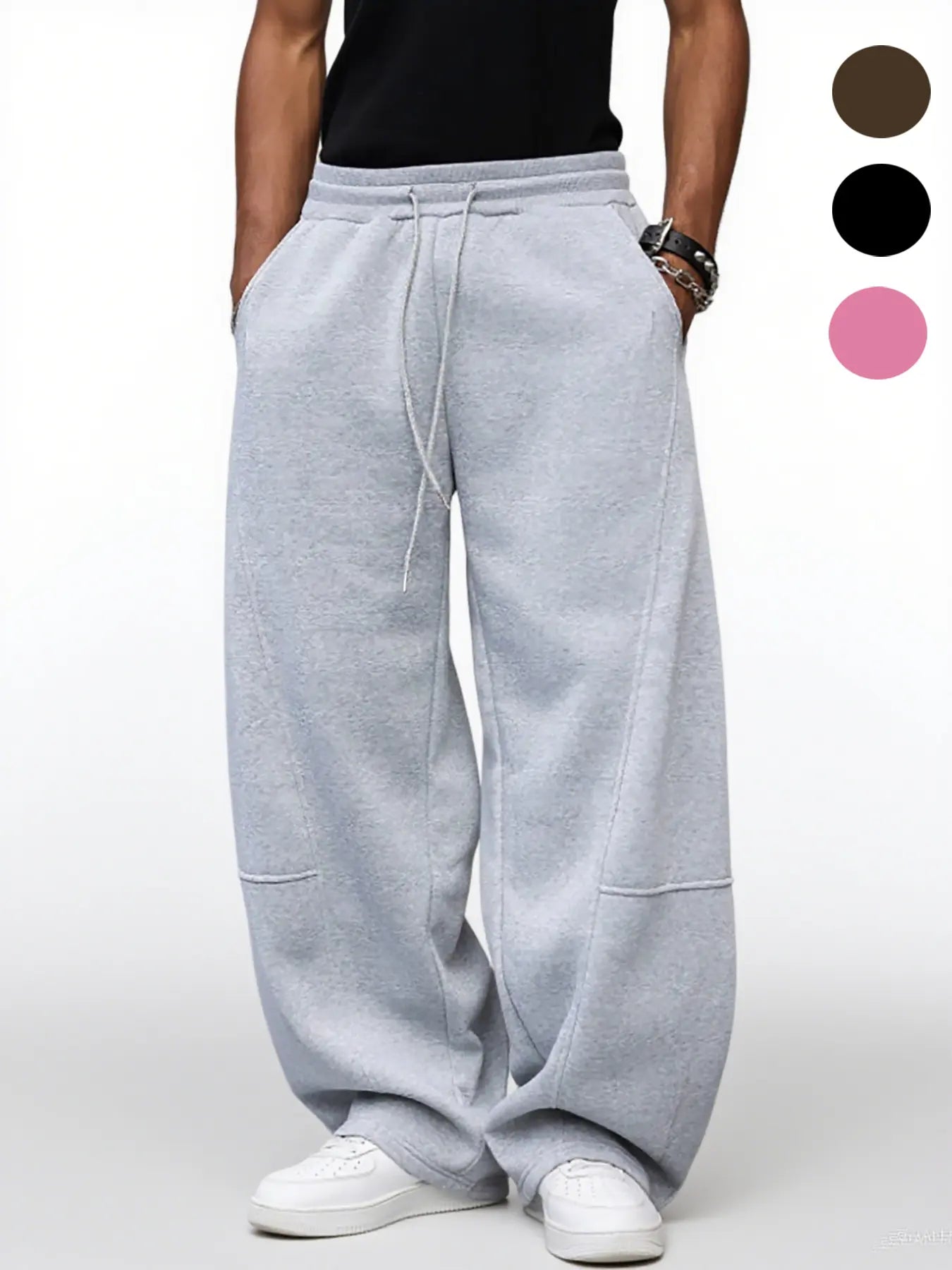 Men'S Baggy Sweatpants, Loose Fit Casual Drawstring Elastic Waist, Wide Leg Joggers Trousers with Pockets, Comfortable Daily Wear, Sports Bottoms, Drawstring Waist Athleisure, Soft Comfy Sweatpants, Athleisure Style Bottoms