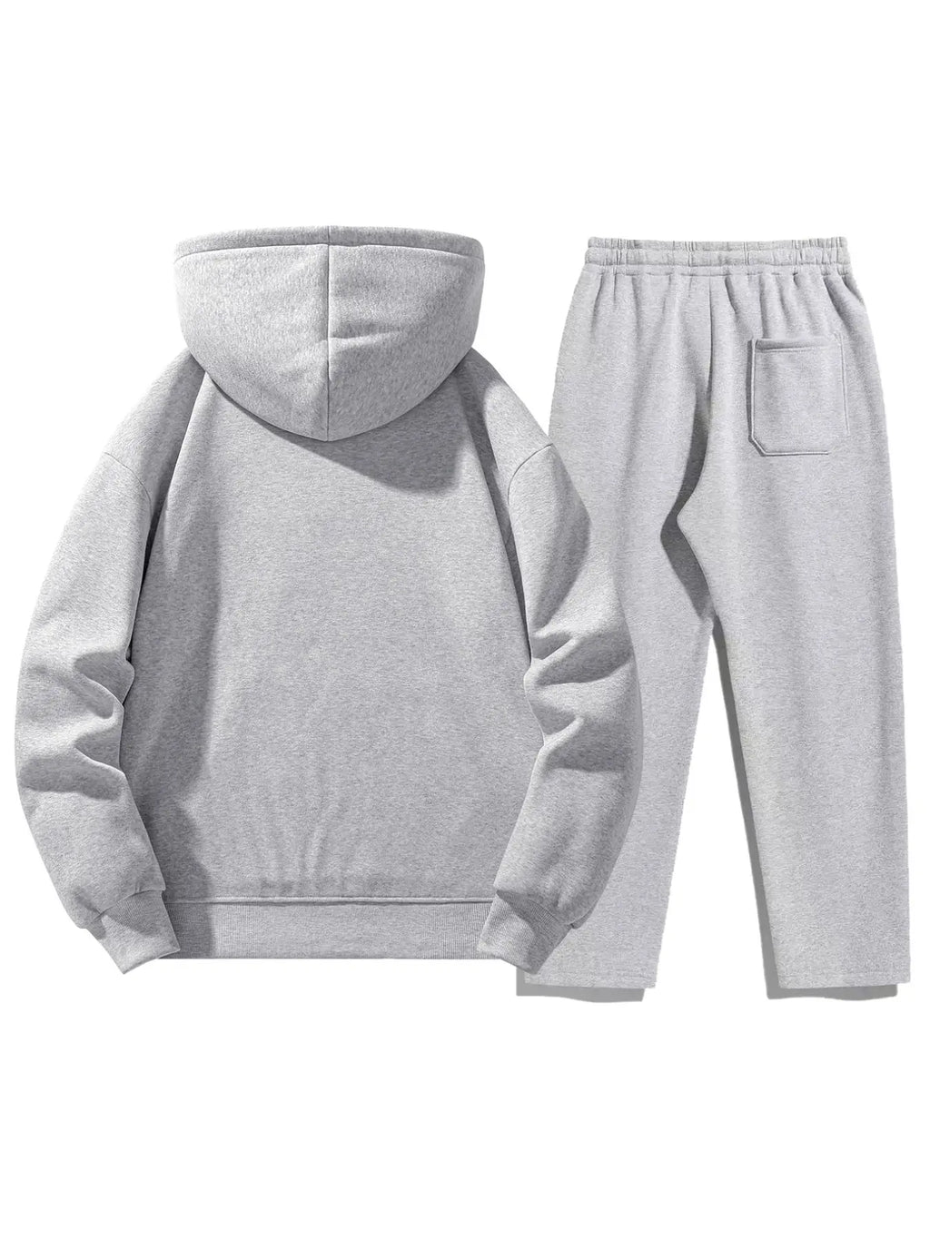 Men'S Solid Color Two-Piece Sweatsuit Set, Fitted Casual Hoodie & Drawstring Pants, Thick Fabric for Fall Winter, Daily Wear Essentials