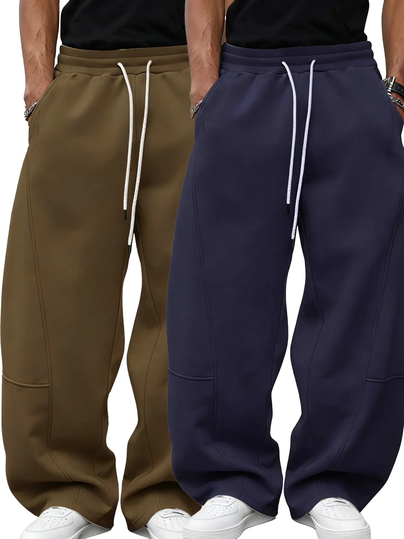 Men'S Baggy Sweatpants, Loose Fit Casual Drawstring Elastic Waist, Wide Leg Joggers Trousers with Pockets, Comfortable Daily Wear, Sports Bottoms, Drawstring Waist Athleisure, Soft Comfy Sweatpants, Athleisure Style Bottoms