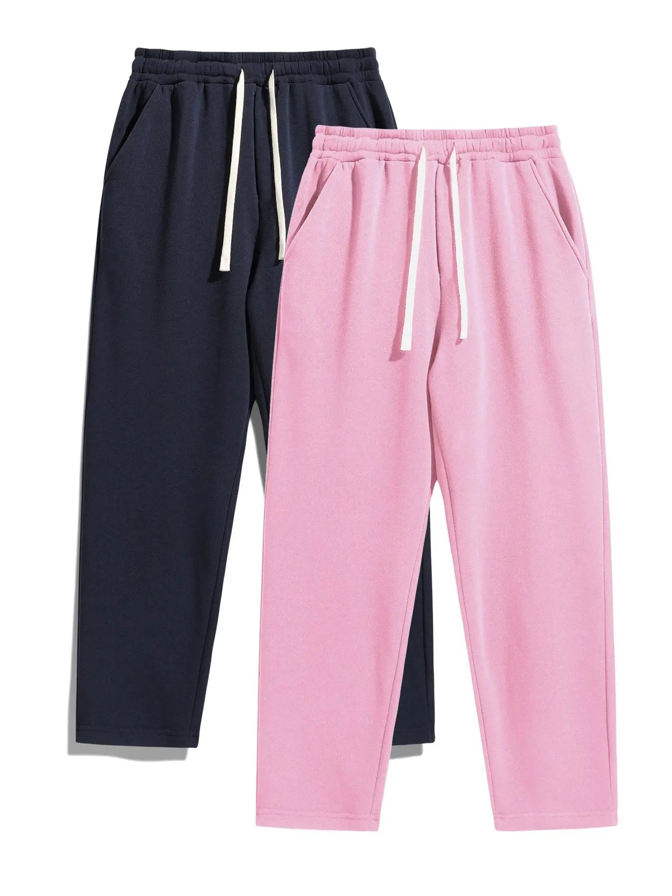 Men'S Solid Thermal Lined Pants with Drawstring Waist, Comfy Cozy Regular Fit Straight Leg Trousers for Fall & Winter, Men'S Bottoms for Daily Wear Thermal Menswear
