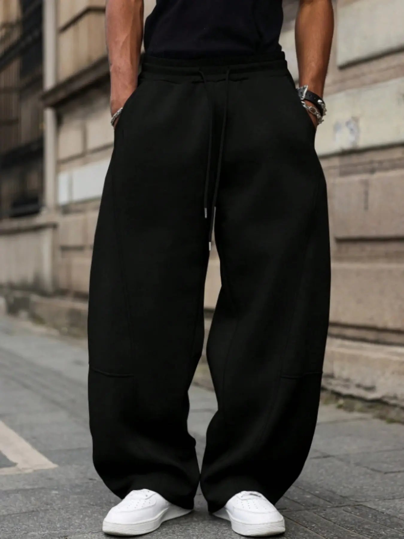 Men'S Baggy Sweatpants, Loose Fit Casual Drawstring Elastic Waist, Wide Leg Joggers Trousers with Pockets, Comfortable Daily Wear, Sports Bottoms, Drawstring Waist Athleisure, Soft Comfy Sweatpants, Athleisure Style Bottoms
