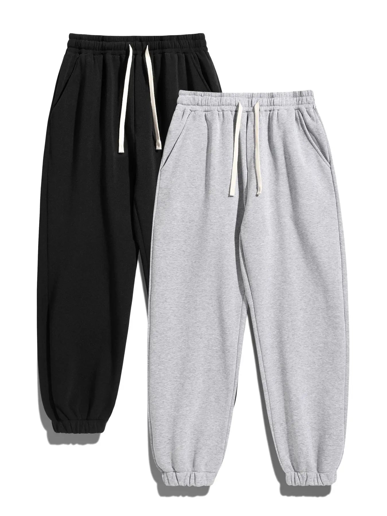 Men'S Solid Thermal Lined Pants with Drawstring Waist, Comfy Cozy Regular Fit Straight Leg Trousers for Fall & Winter, Men'S Bottoms for Daily Wear Thermal Menswear