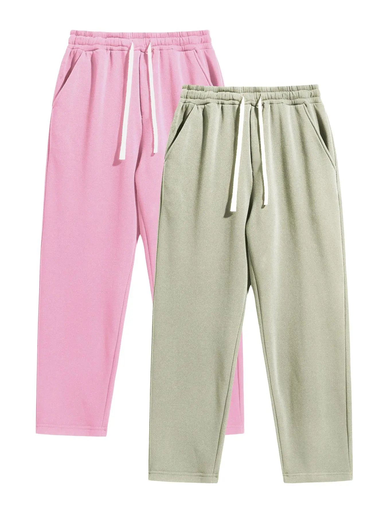 Men'S Solid Thermal Lined Pants with Drawstring Waist, Comfy Cozy Regular Fit Straight Leg Trousers for Fall & Winter, Men'S Bottoms for Daily Wear Thermal Menswear