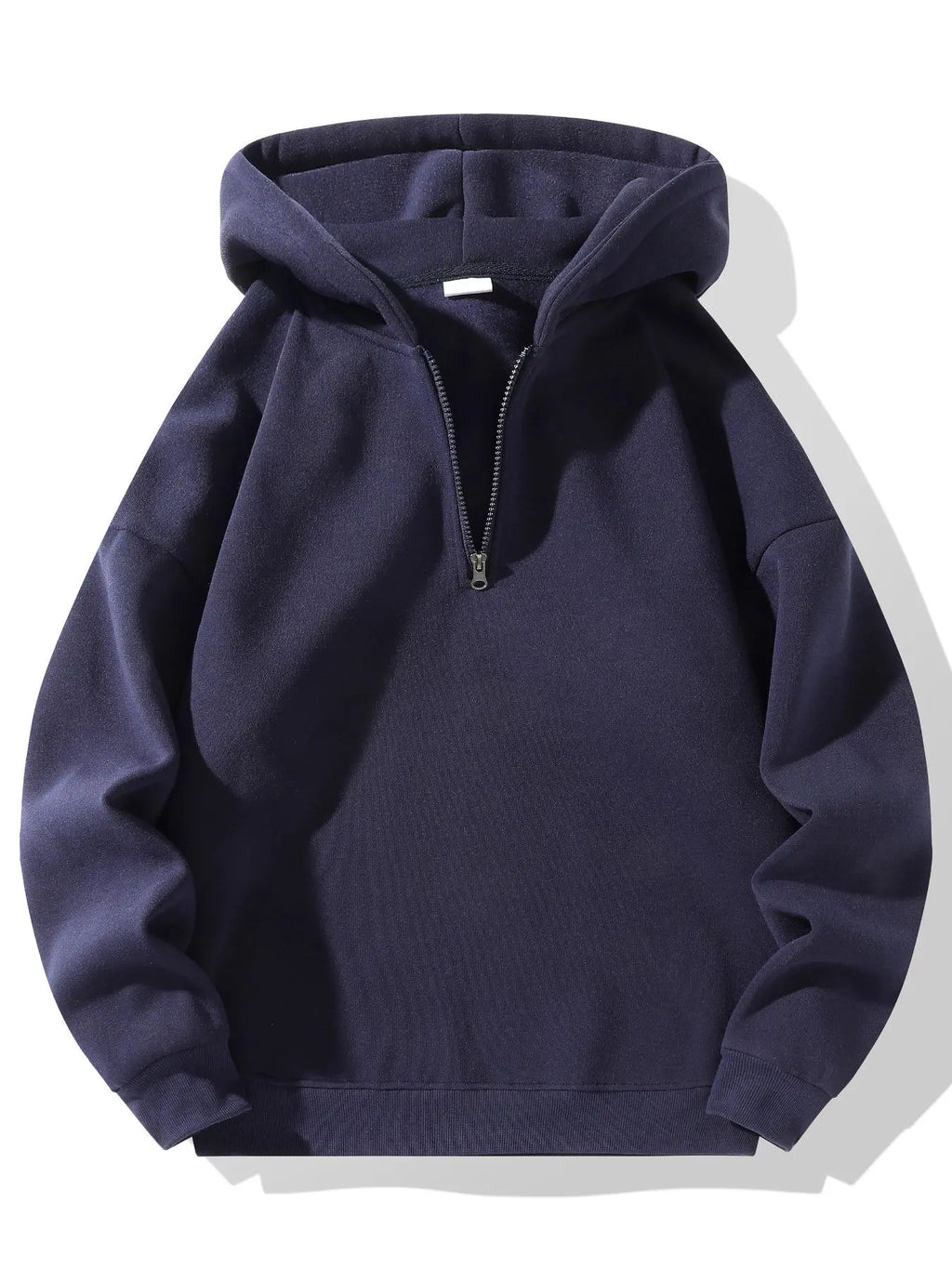 Men'S Plain Half Zip Drop Shoulder Essentials Hoodie, Regular Fit Fitted Casual Comfy Fit Long Sleeve Hooded Sweatshirt for Fall & Winter, Men'S Clothes for Daily Wear