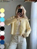 Women'S Solid Color Button Front Cardigan, Casual Long Sleeve Knitwear for Spring & Fall, Fashion Women'S Knit Clothing for Daily Wear