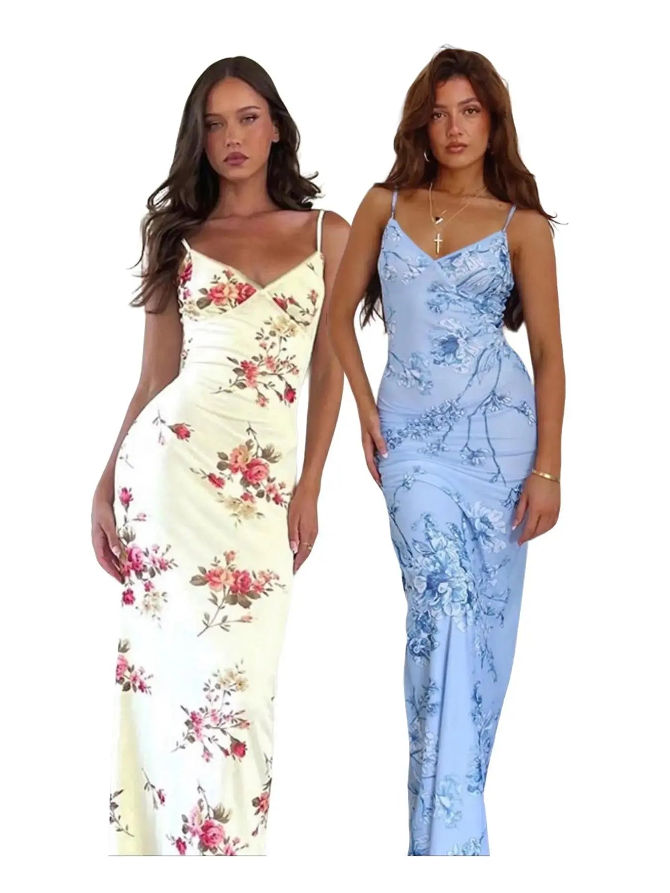 2026 Trendy, Elegant, Chic Women'S Floral Print Mermaid Bodycon Cami Dress, Summer Clothes Women, for Beach Holiday