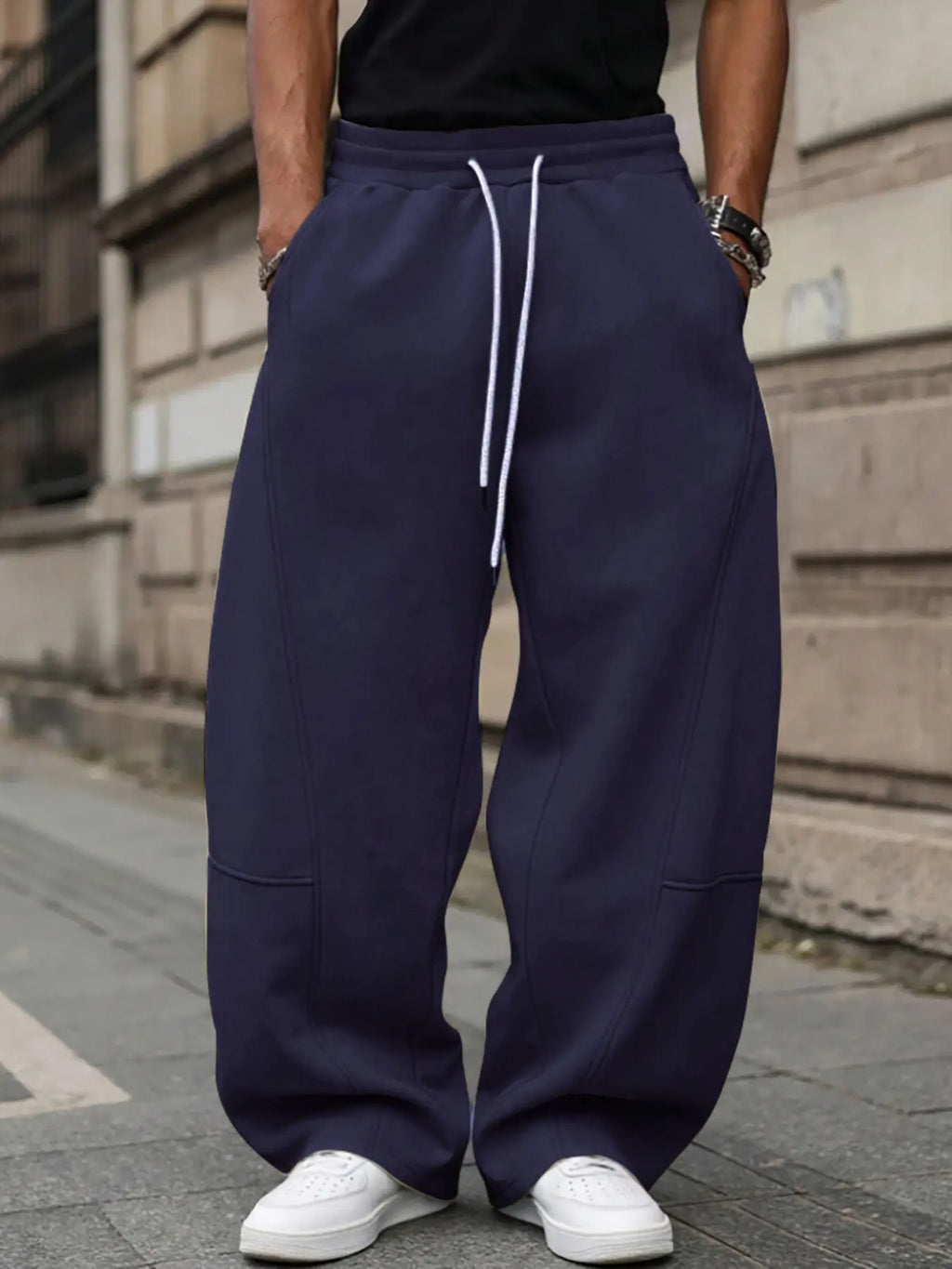 Men'S Baggy Sweatpants, Loose Fit Casual Drawstring Elastic Waist, Wide Leg Joggers Trousers with Pockets, Comfortable Daily Wear, Sports Bottoms, Drawstring Waist Athleisure, Soft Comfy Sweatpants, Athleisure Style Bottoms