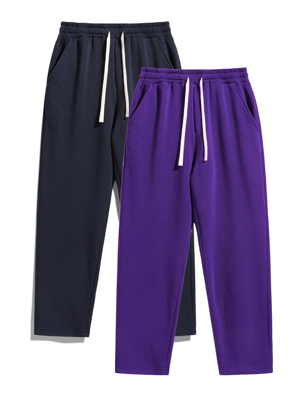 Men'S Solid Thermal Lined Pants with Drawstring Waist, Comfy Cozy Regular Fit Straight Leg Trousers for Fall & Winter, Men'S Bottoms for Daily Wear Thermal Menswear